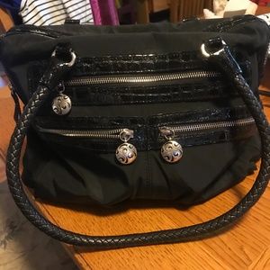 Brighton Patent Leather and Fabric Handbag